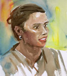watercolor portrait painting of a college student