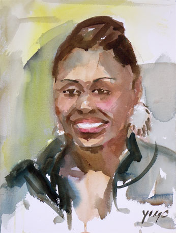 Watercolor Portrait Painting of a college student