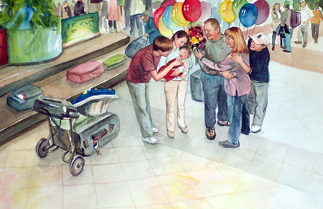 Children's book illustration painting for Finding Joy, by Yong Chen.