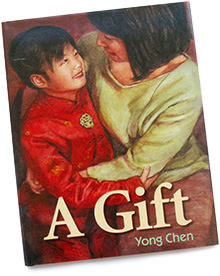 Cover jacket watercolor illustration for A Gift, written and illustrated by Yong Chen