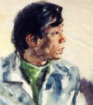 watercolor portrait painting of a Chinese teacher