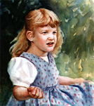 watercolor portrait painting of a little girl outdoor