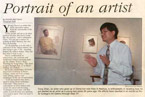 Portrait of an artist, Yong Chen in a college gallery speaks about art.