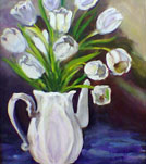 Acrylic Still-life painting of Mary Churchill Student: white flowers