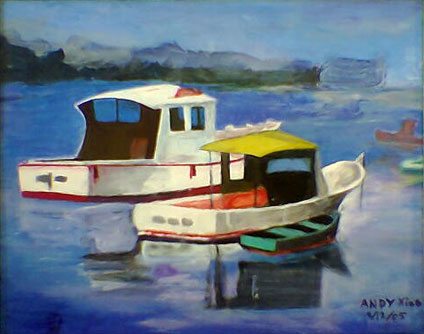 Acrylic Painting of boats