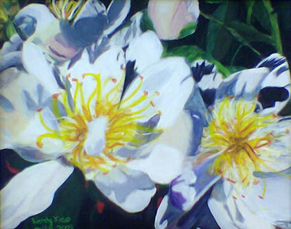 Acrylic Painting of white flowers