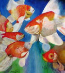 Acrylic painting of Mary Churchill Student: goldfish
