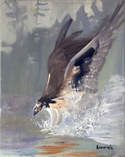 Oil painting of Eagle by young artist, Kenrick Tsang, oil painting on canvas