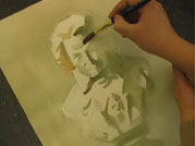 Painting a statue in watercolor
