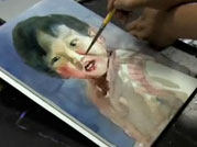 Drawing and painting a watercolor portrait painting of a baby from photograph