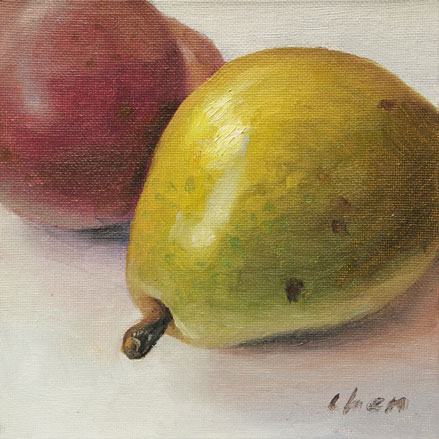 original oil painting of two Pears by Yong Chen