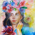 Watercolor painting by a student of Yong Chen: portrait painting