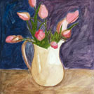 Watercolor painting by a student of Yong Chen: roses with vase