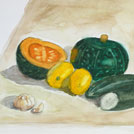 Watercolor painting by a student of Yong Chen: vegetables