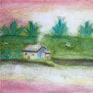 Watercolor painting by a student of Yong Chen: house by the river
