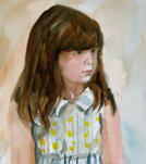 watercolor portrait painting of a little girl