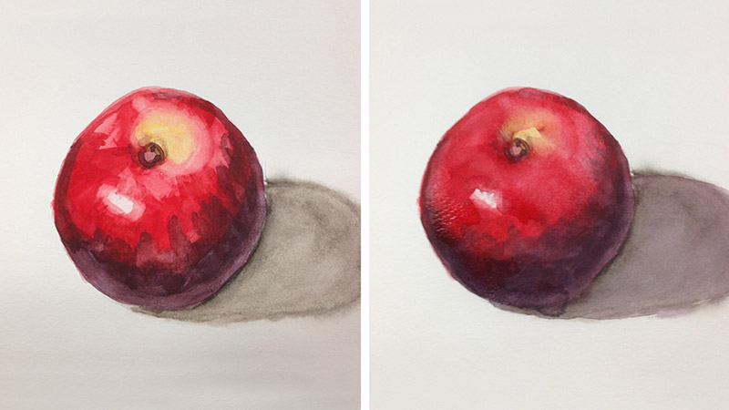 How to use a big flat brush to remove unwanted textures in watercolor