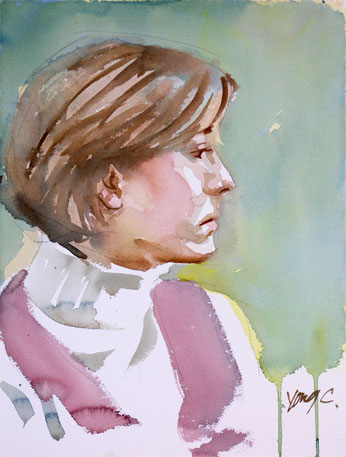 Watercolor Portrait Painting of a college student