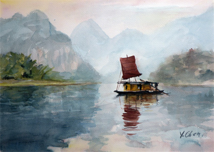 original watercolor painting by Yong Chen