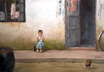 original watercolor painting by Yong Chen