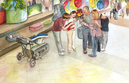 Watercolor illustration for children's book Finding Joy, page10
