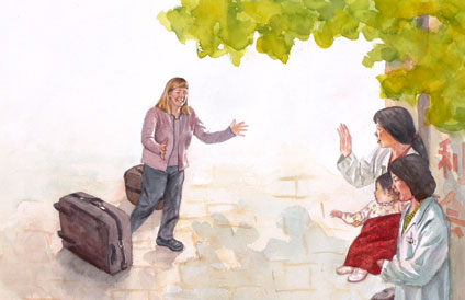 Watercolor illustration for children's book Finding Joy, page7
