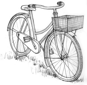 A bicycle, I dare to ride it. Drawing of a bike by Yong Chen.