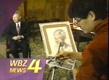 Yong Chen did portrait painting in MA state house