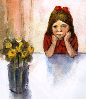My tooth is loose, it makes me worry, watercolor illustration by Yong Chen