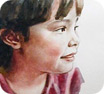 watercolor portrait painting of a little girl