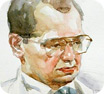 watercolor portrait painting of man wears eye glasses