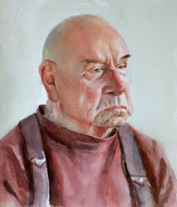 watercolor painting of an elder man