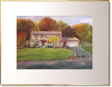 sample watercolor portrait of house