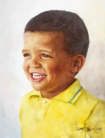 watercolor portrait painting of a boy by Yong Chen