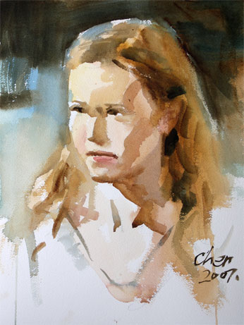 watercolor portrait painting by Yong Chen: a 20-minute portrait demonstration