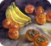 Still-life of Banana, Mandarin Oranges and Persimmons by Yong Chen