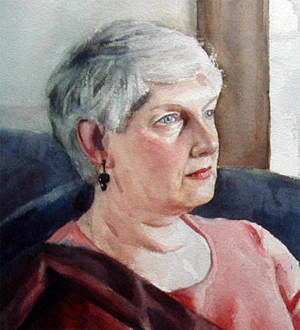 watercolor painting by Yong Chen: portrait of Linda