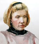 watercolor portrait painting of a lady