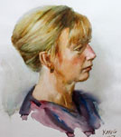 watercolor portrait painting of a lady