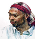 watercolor portrait painting of a young man
