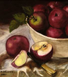 Watercolor painting still-life of red apples