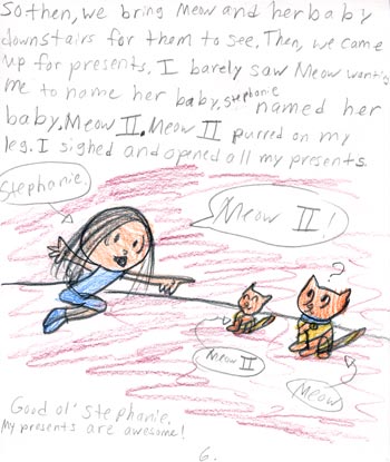 imagination and drawing of cat in an artistic girl's comic art and her loving story