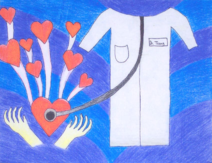 my dream to be a heart doctor, Kenrick Tsang, color pencil on paper