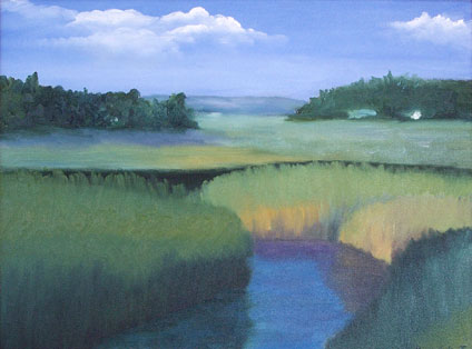 oil painting of evening field - grass by kid, Kenrick Tsang, oil painting on canvas