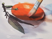 Watercolor class of painting a mandarin orange step-by-step