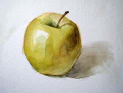 How to paint a yellow apple step by step.