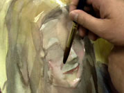Drawing and painting a watercolor portrait painting of a female from live setting