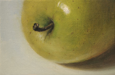 original oil painting of A Green Apple by Yong Chen