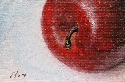 original oil painting of A Red Apple by Yong Chen
