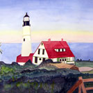Watercolor painting by a student of Yong Chen: lighthouse